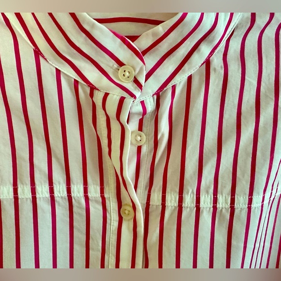 J Crew band-collar cotton poplin tunic in stripe.              Lightly worn. - Picture 3 of 7